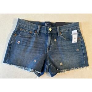 Gap women's Jean Denim Daisy Floral Embroidered Cut Off 3" 27